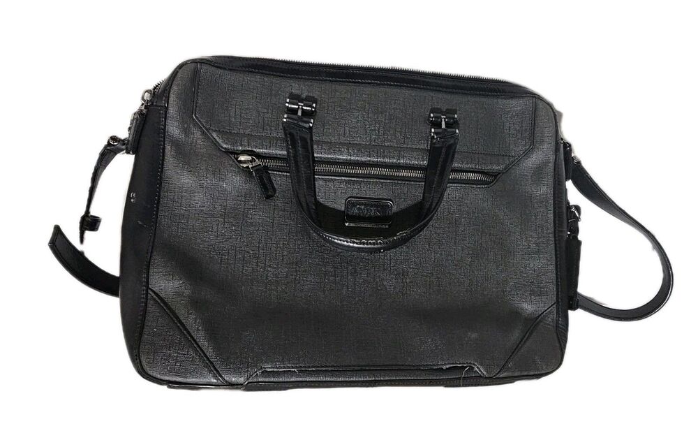 Tumi Briefcase Ashton Collins Zip Coated Canvas Textured Grey Laptop Case - Picture 2 of 15